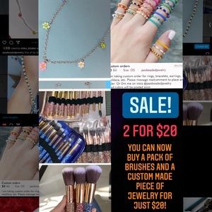 SALE! 2 for $20. Pack of makeup brushes & jewelry